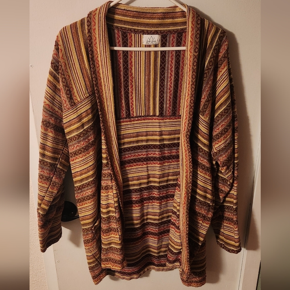 NWOT- Striped Multicolor Oversized Sweater With An Open Front